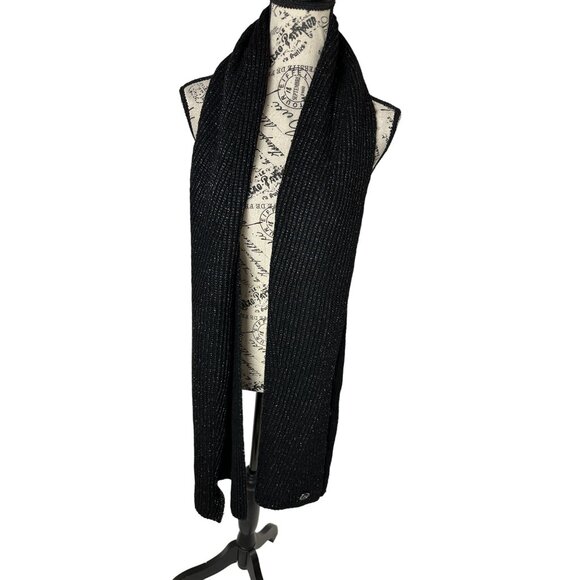 Calvin Klein Women's Metallic Ribbed Scarf, Black, One Size - Picture 2 of 4